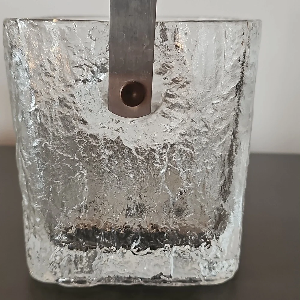 Vintage Hoya Crystal Ice Cube 70s Bucket Stainless Steel 5X5
